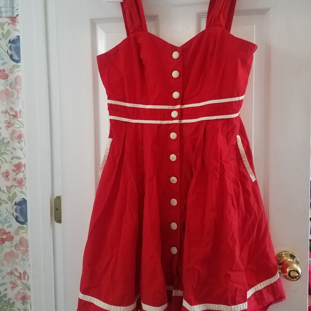 Nautical pinup summer dress with POCKETS!